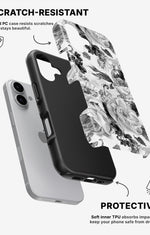 iPhone 16 Plus Tough Case – Black & White Bloom - View 2