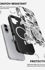 iPhone 16 Plus Tough Case – Black & White Bloom - View 2