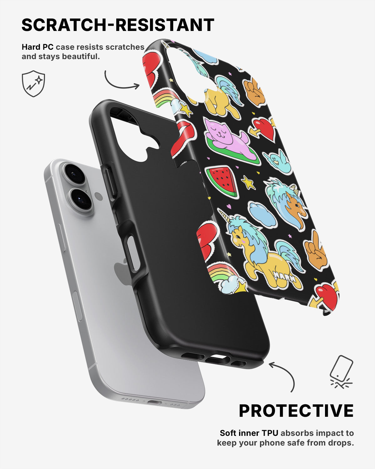 iPhone 16 Plus Tough Case – Cute Stickers - View 2
