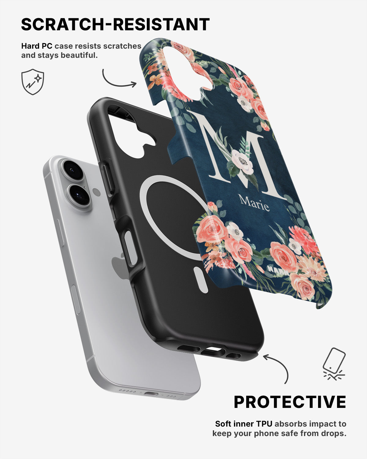 iPhone 16 Plus Tough Case – Custom - Floral - View 2