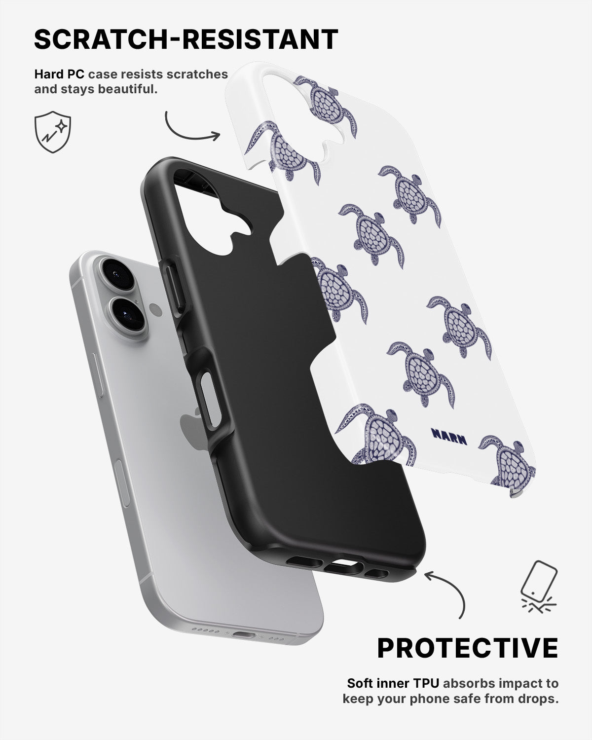 iPhone 16 Plus Tough Case – Blue Turtles - View 2