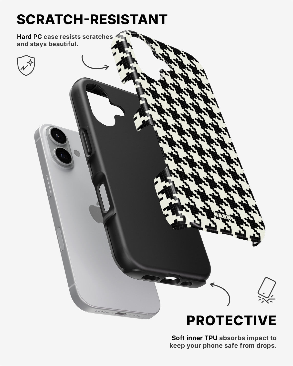 iPhone 16 Plus Tough Case – Houndstooth - View 2