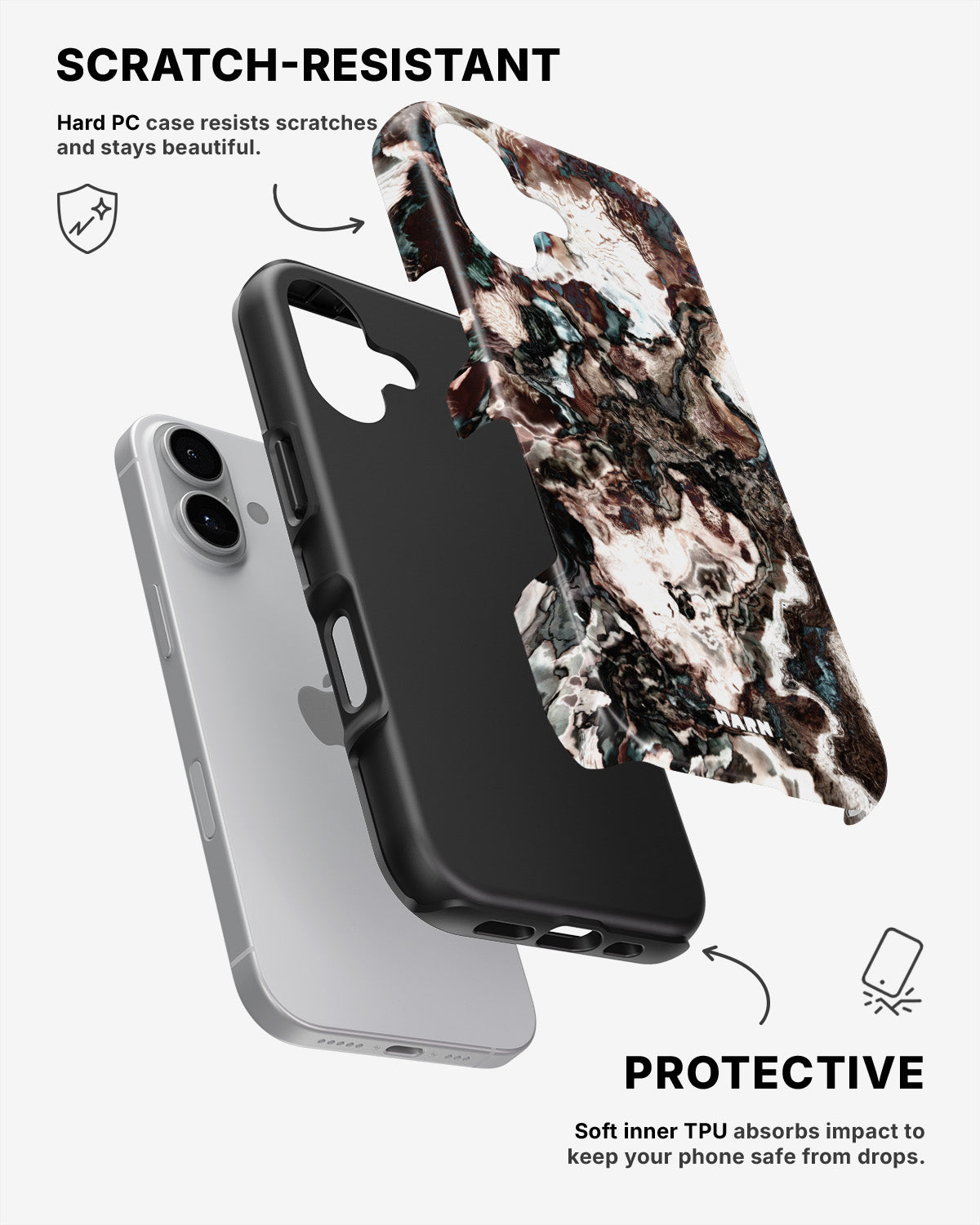 iPhone 16 Plus Tough Case – Marble Brown - View 2