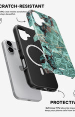 iPhone 16 Plus Tough Case – Green Marble - View 2