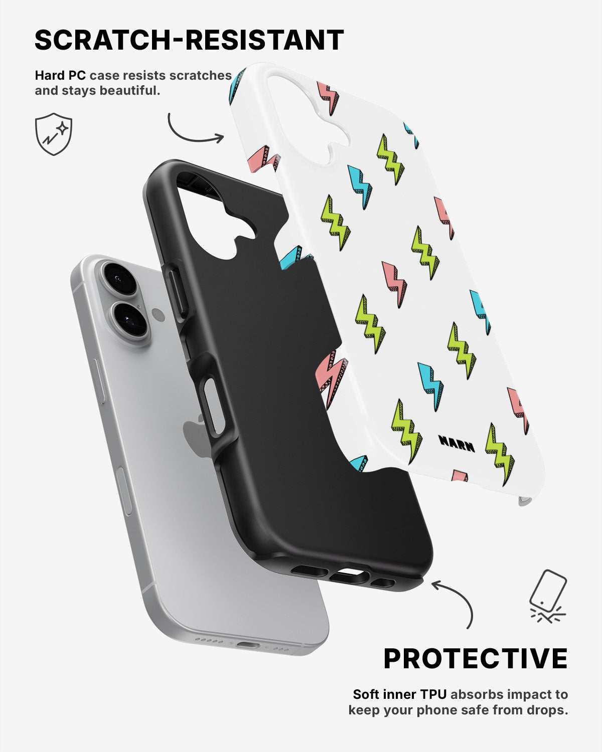 iPhone 16 Plus Tough Case – Lightning Bolts - View 2