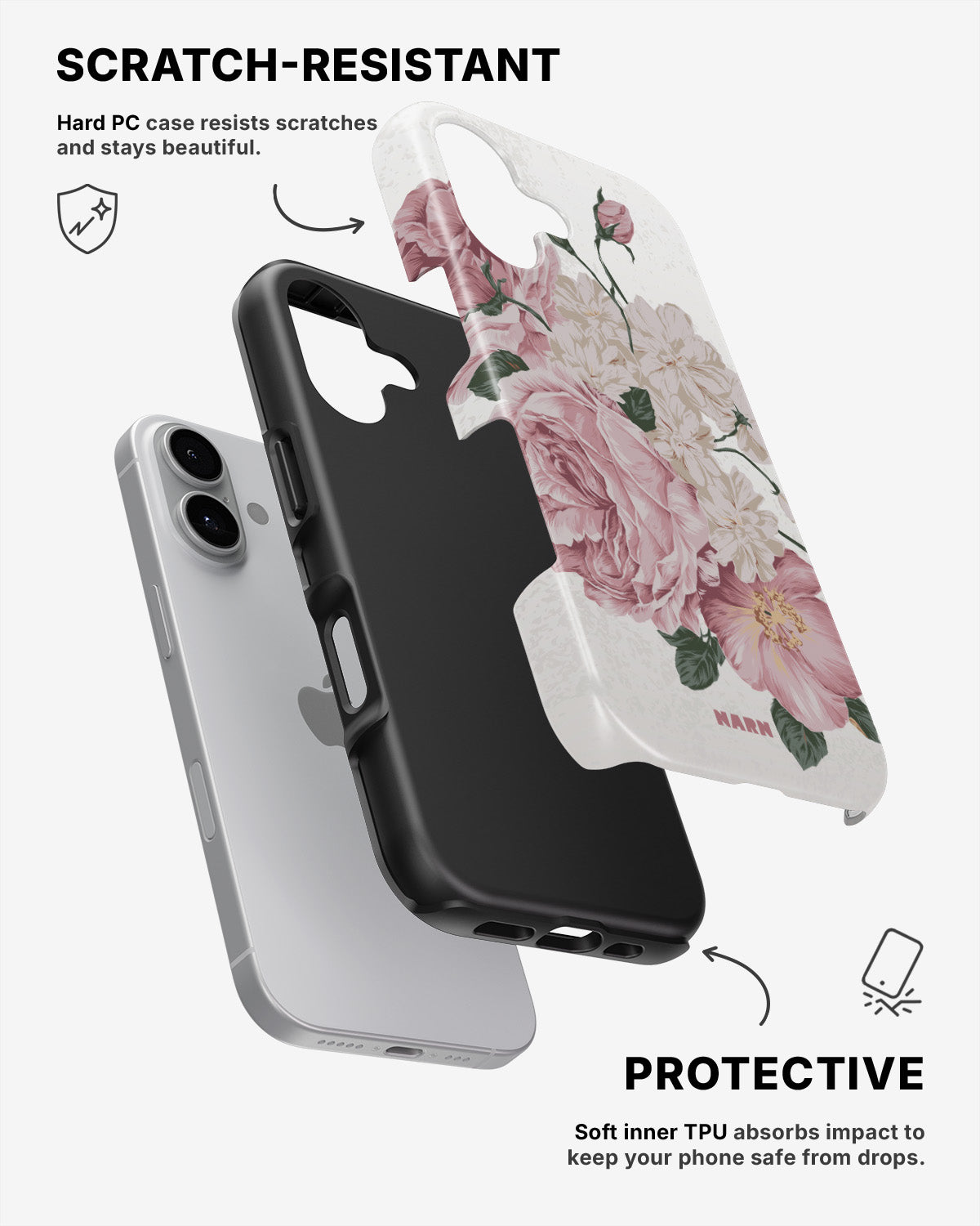 iPhone 16 Plus Tough Case – Roses - View 2