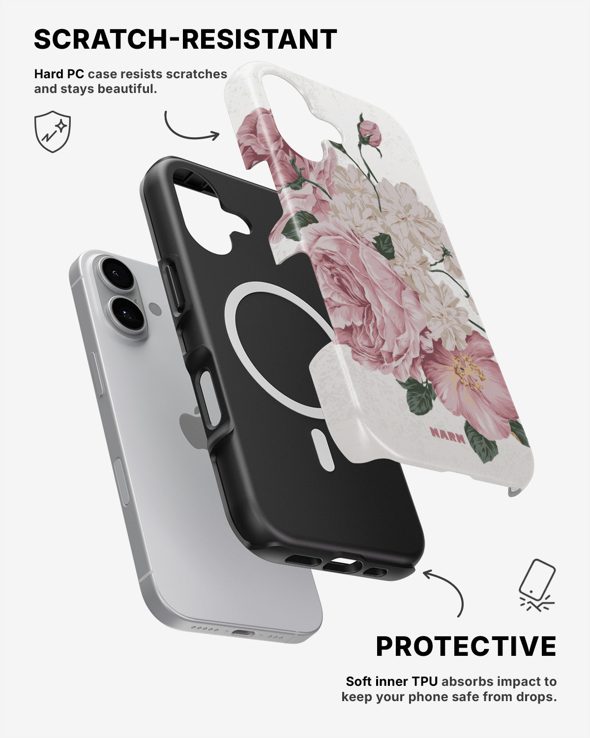 iPhone 16 Plus Tough Case – Roses - View 2