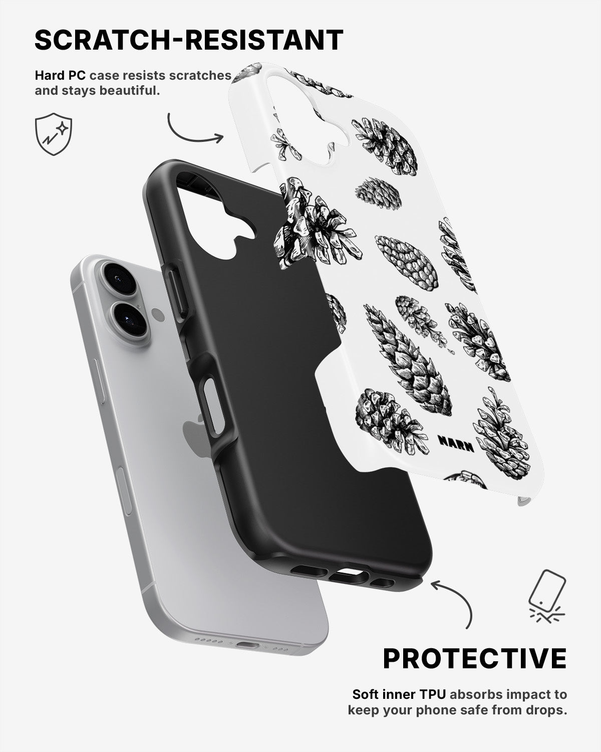 iPhone 16 Plus Tough Case – Pine Cones - View 2