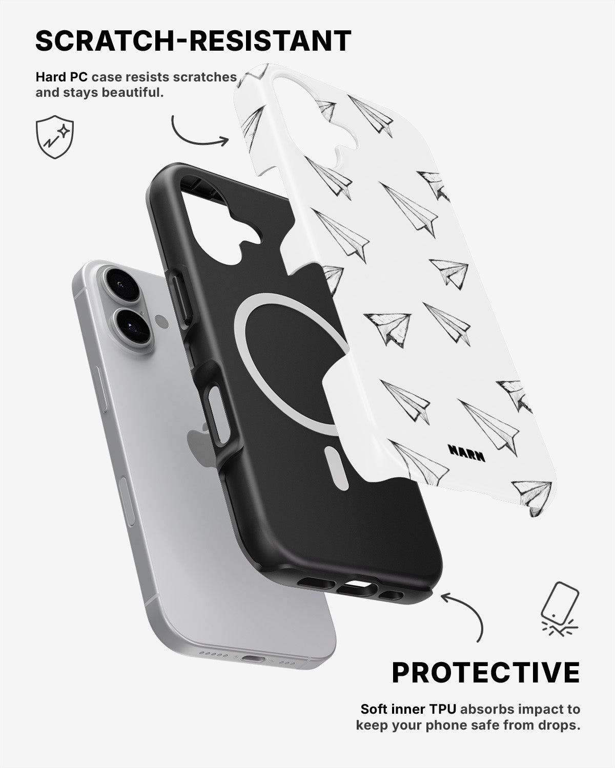 iPhone 16 Plus Tough Case – Paper Planes - View 2