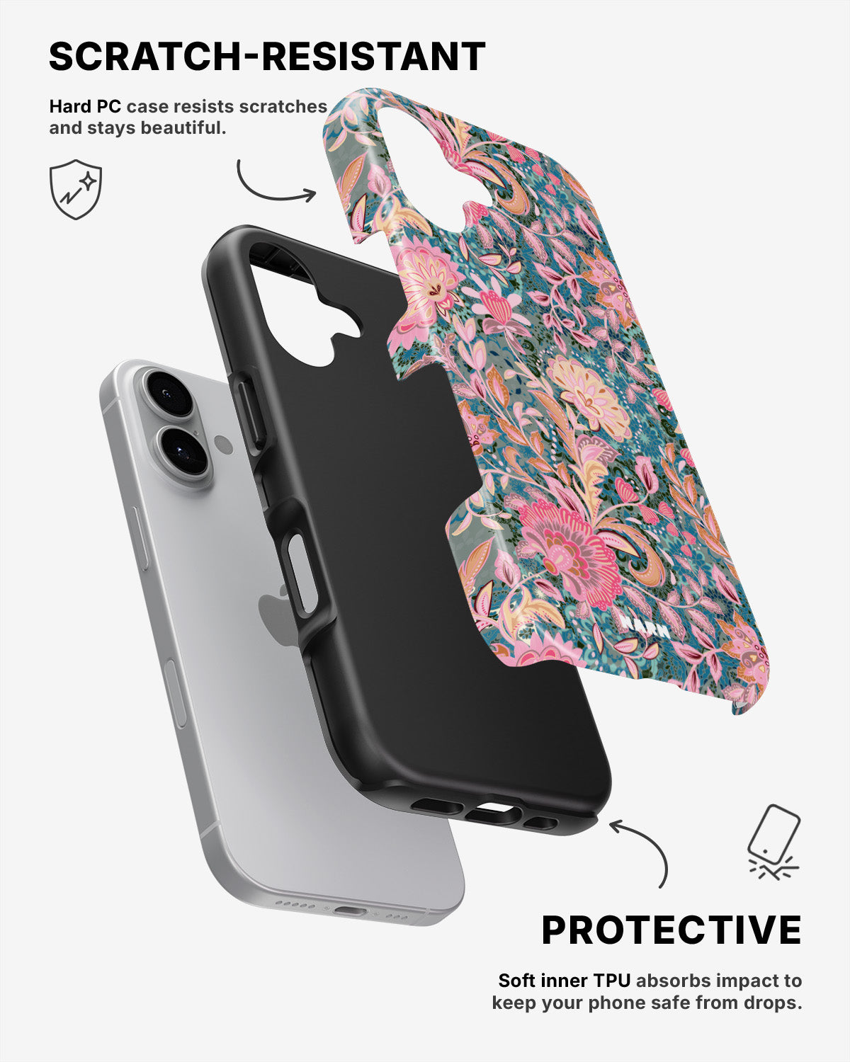 iPhone 16 Plus Tough Case – Fantasy Flowers - View 2
