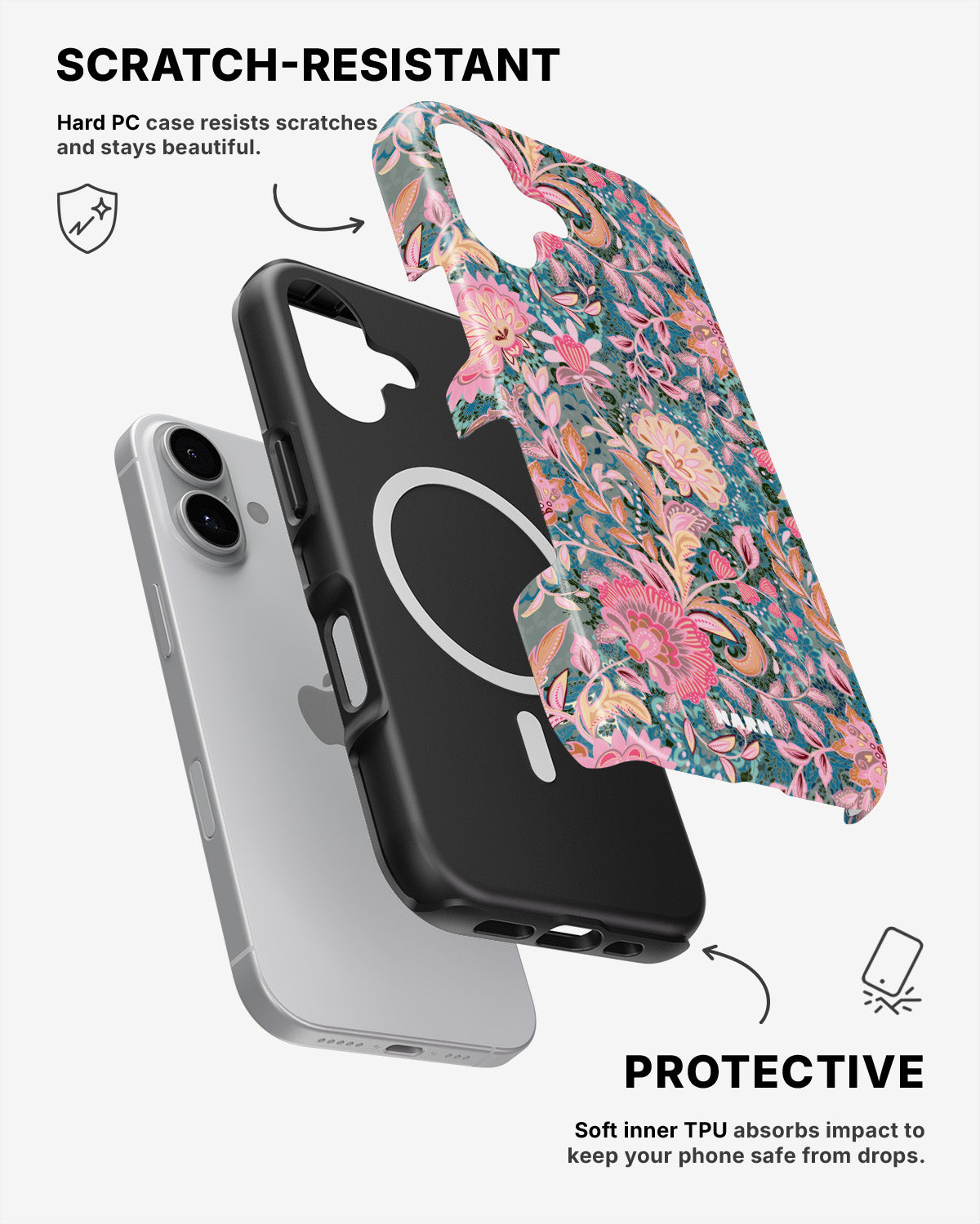 iPhone 16 Plus Tough Case – Fantasy Flowers - View 2