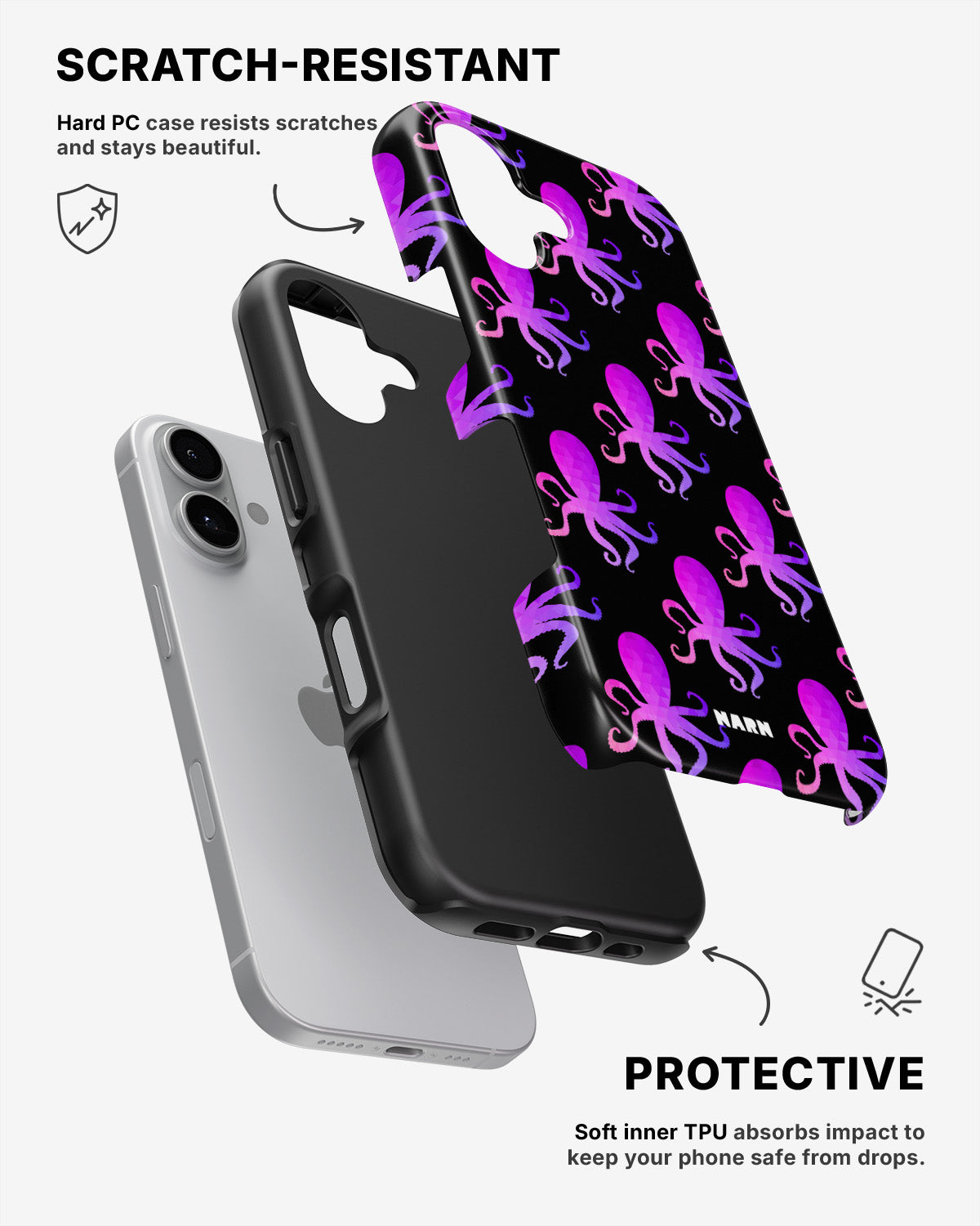 iPhone 16 Plus Tough Case – Octopus Pattern - View 2