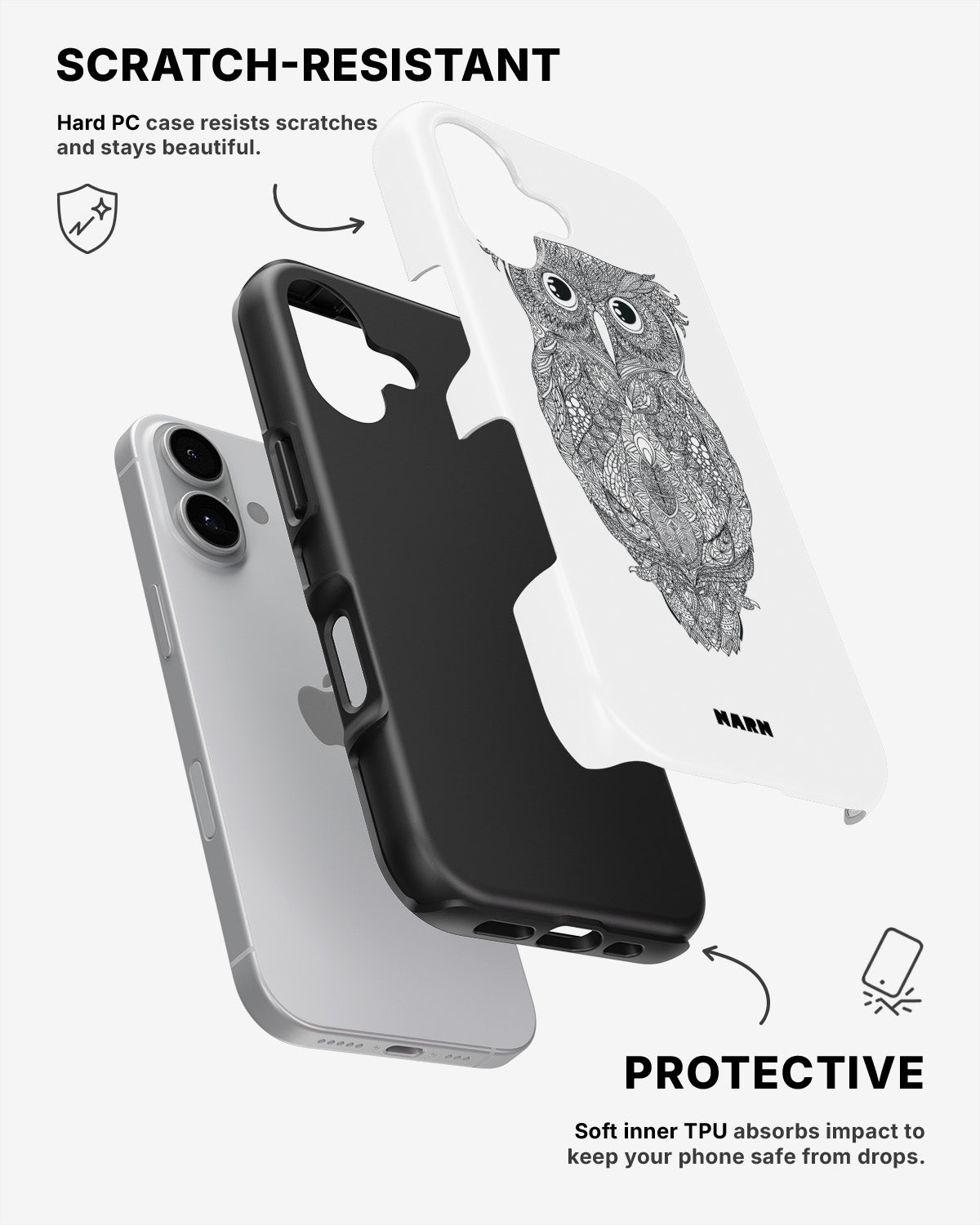 iPhone 16 Plus Tough Case – Owl - View 2