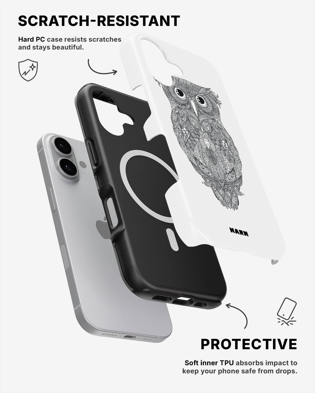 iPhone 16 Plus Tough Case – Owl - View 2