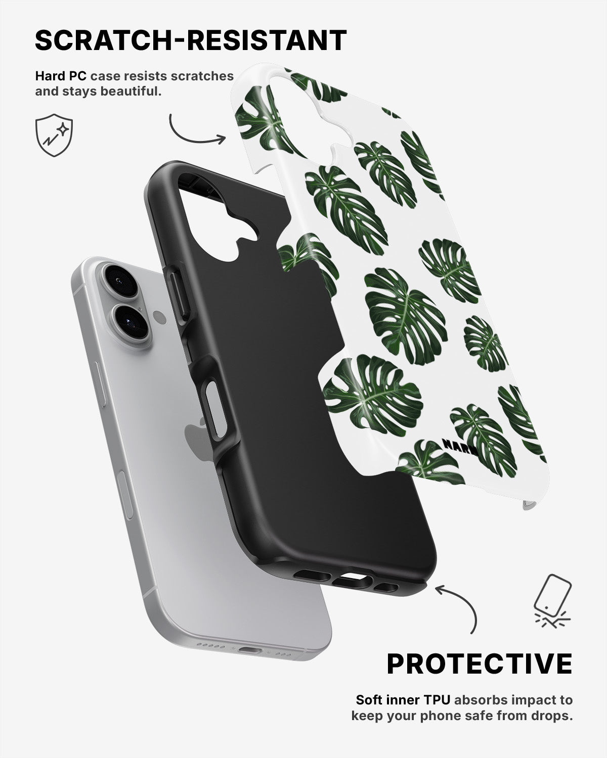 iPhone 16 Plus Tough Case – Monstera Pattern - View 2