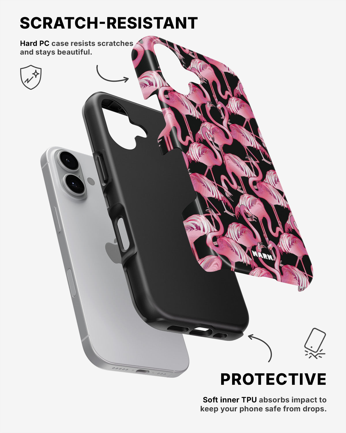 iPhone 16 Plus Tough Case – Flamingos - View 2