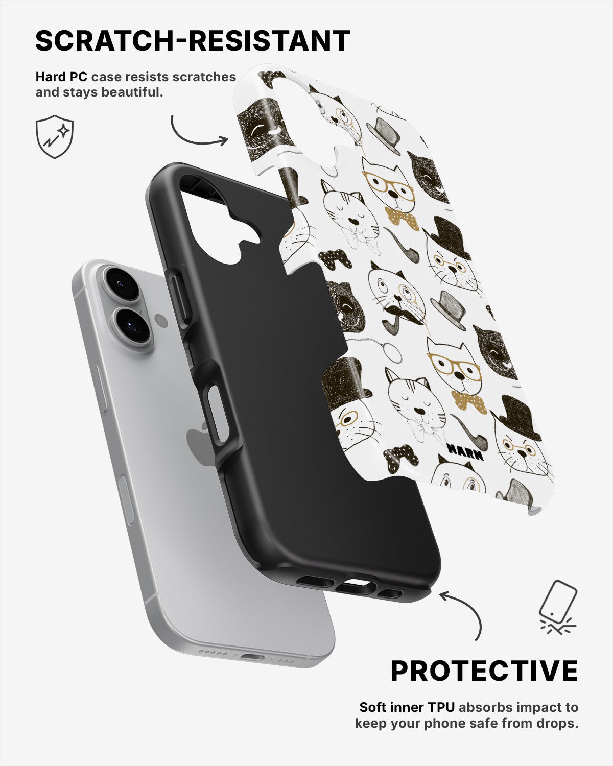 iPhone 16 Plus Tough Case – Cartoon Cats - View 2