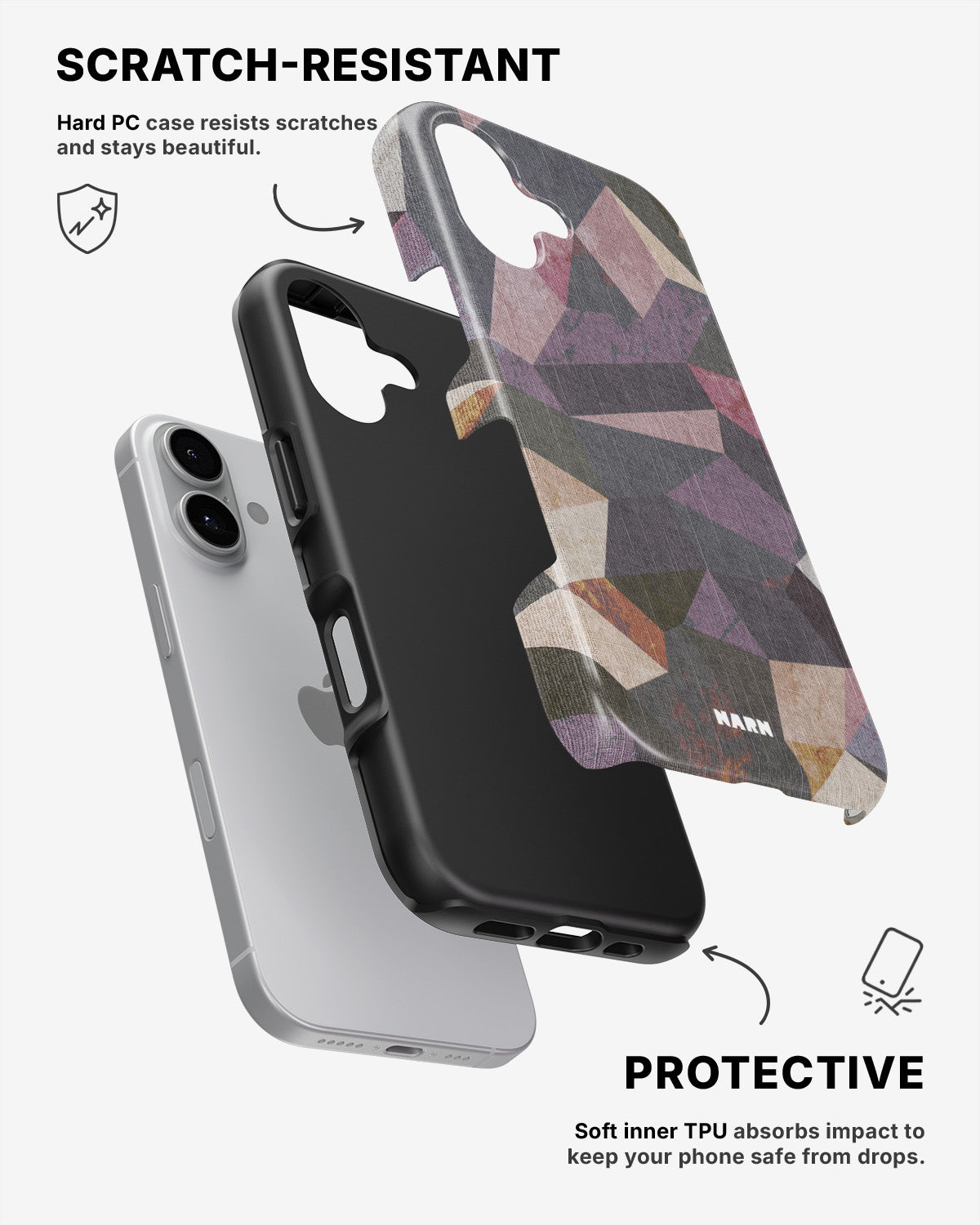 iPhone 16 Plus Tough Case – Triangles - View 2