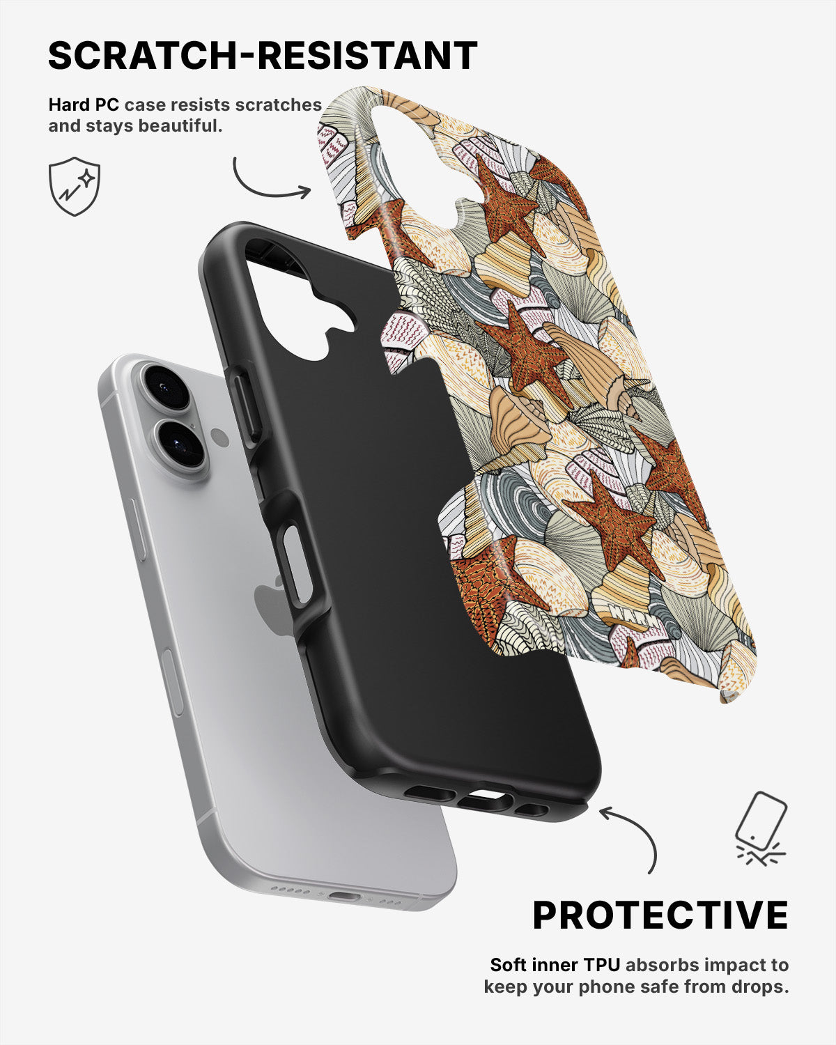 iPhone 16 Plus Tough Case – Sea Shells - View 2