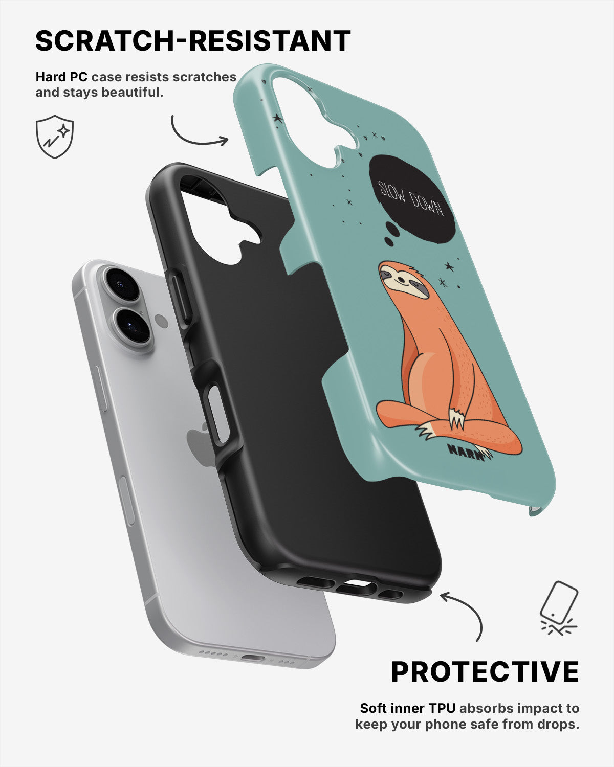 iPhone 16 Plus Tough Case – Slow Down Sloth - View 2