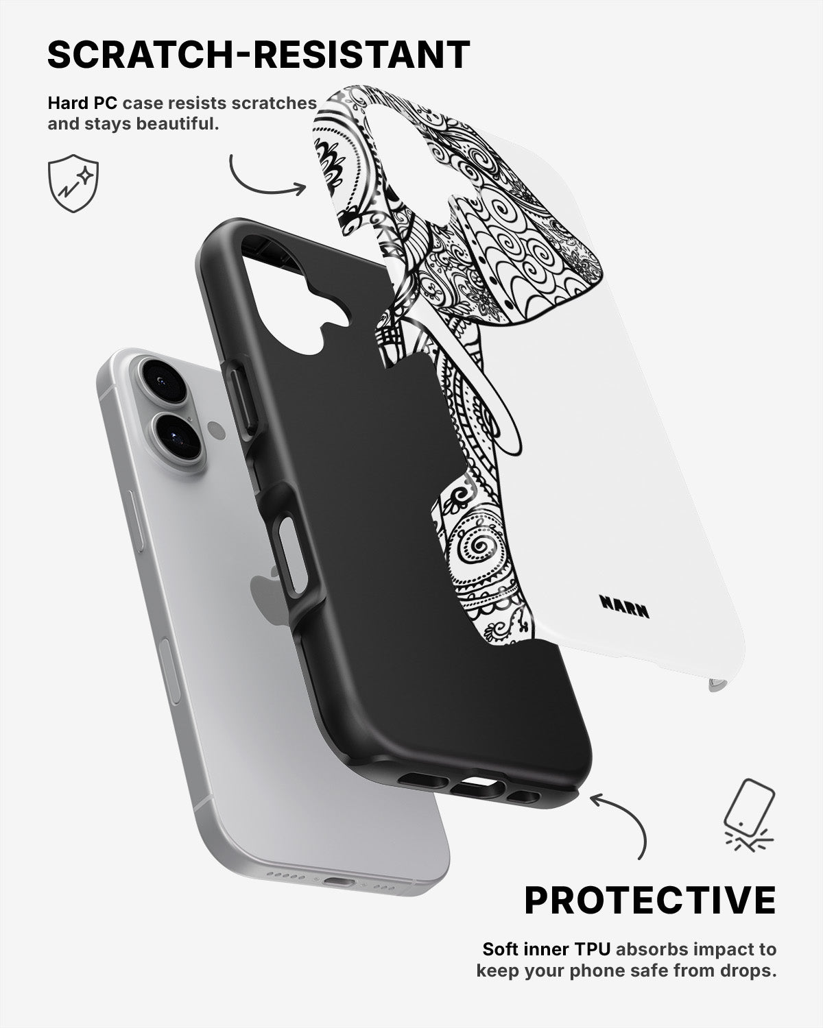 iPhone 16 Plus Tough Case – Mandala Elephant - View 2