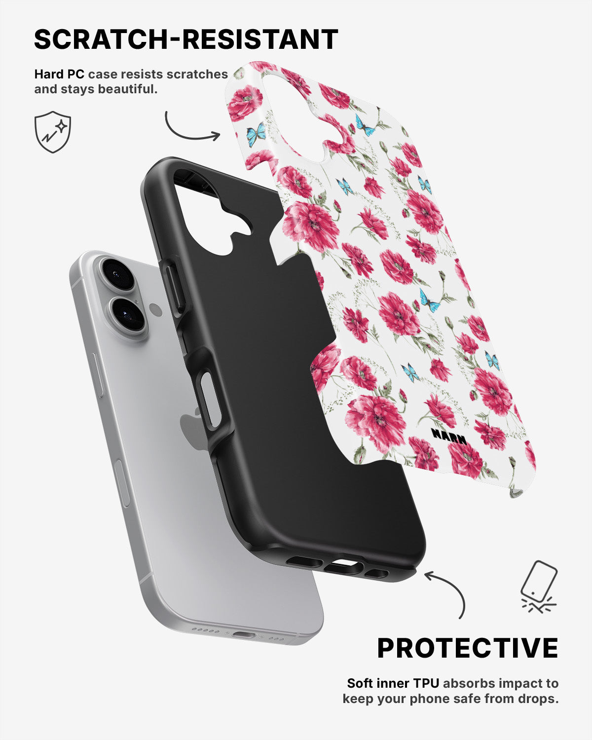 iPhone 16 Plus Tough Case – Poppies in Bloom - View 2