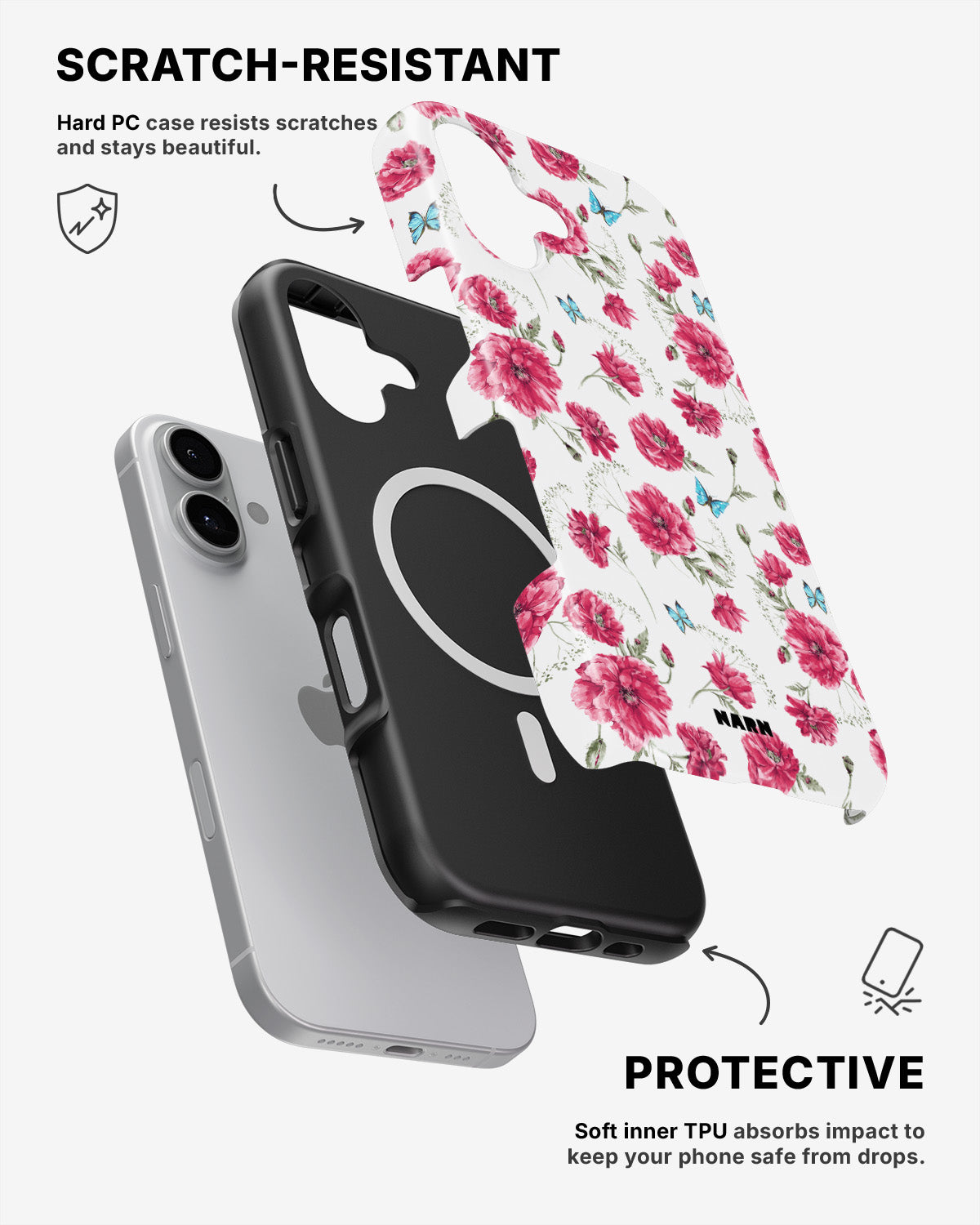 iPhone 16 Plus Tough Case – Poppies in Bloom - View 2