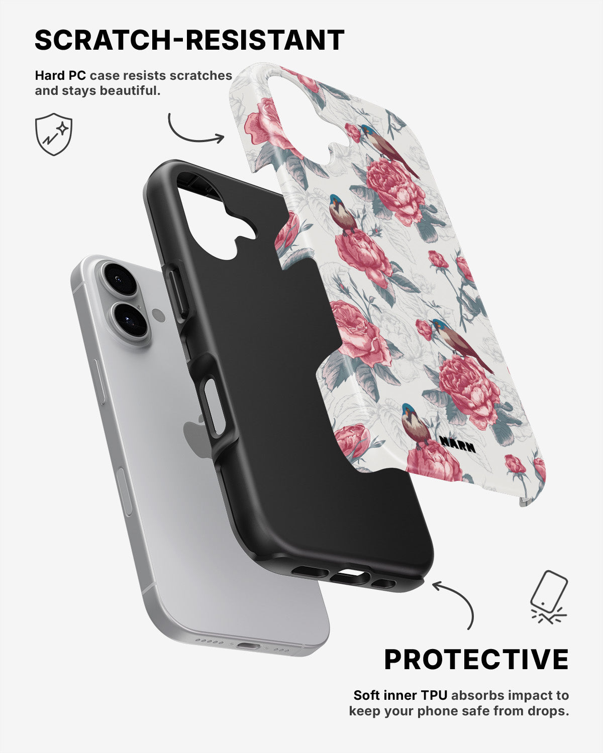 iPhone 16 Plus Tough Case – Birds Among Roses - View 2