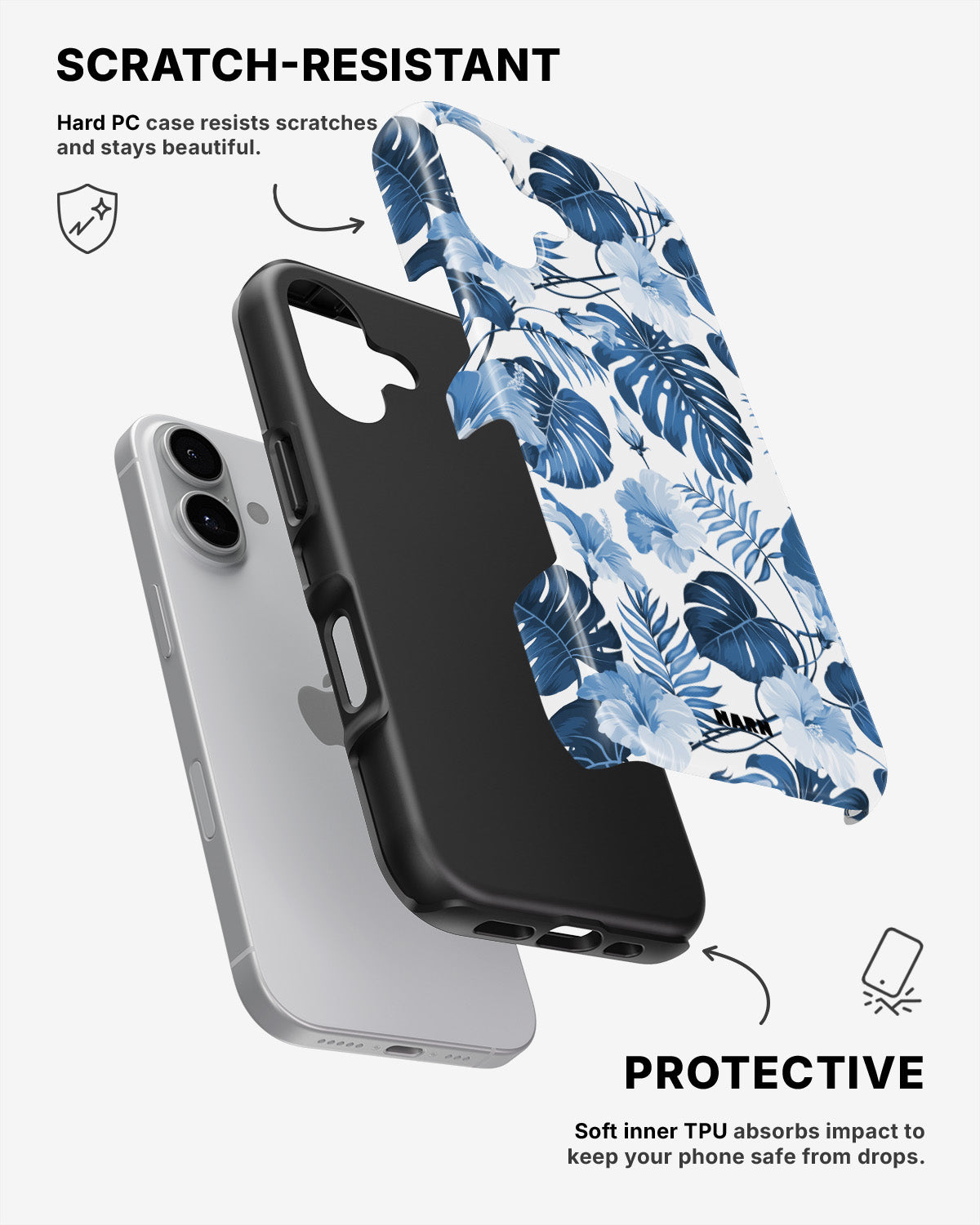 iPhone 16 Plus Tough Case – Blue Tropics - View 2