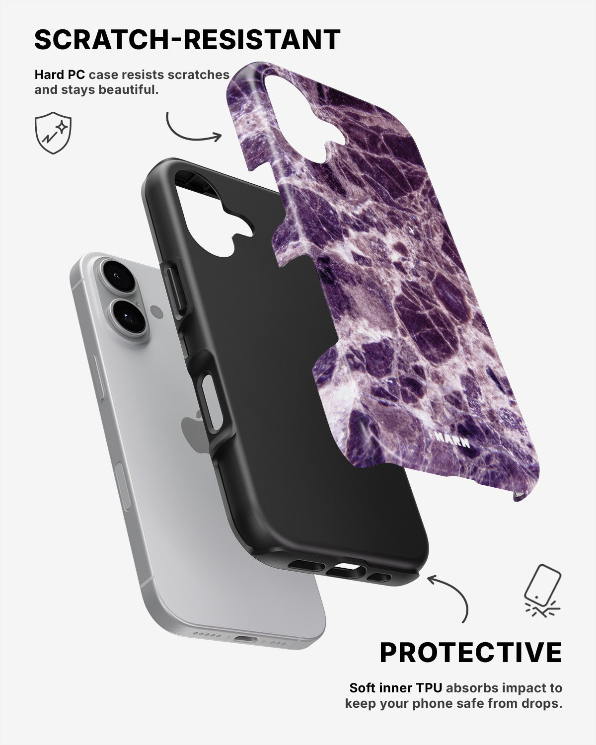 iPhone 16 Plus Tough Case – Purple Marble - View 2