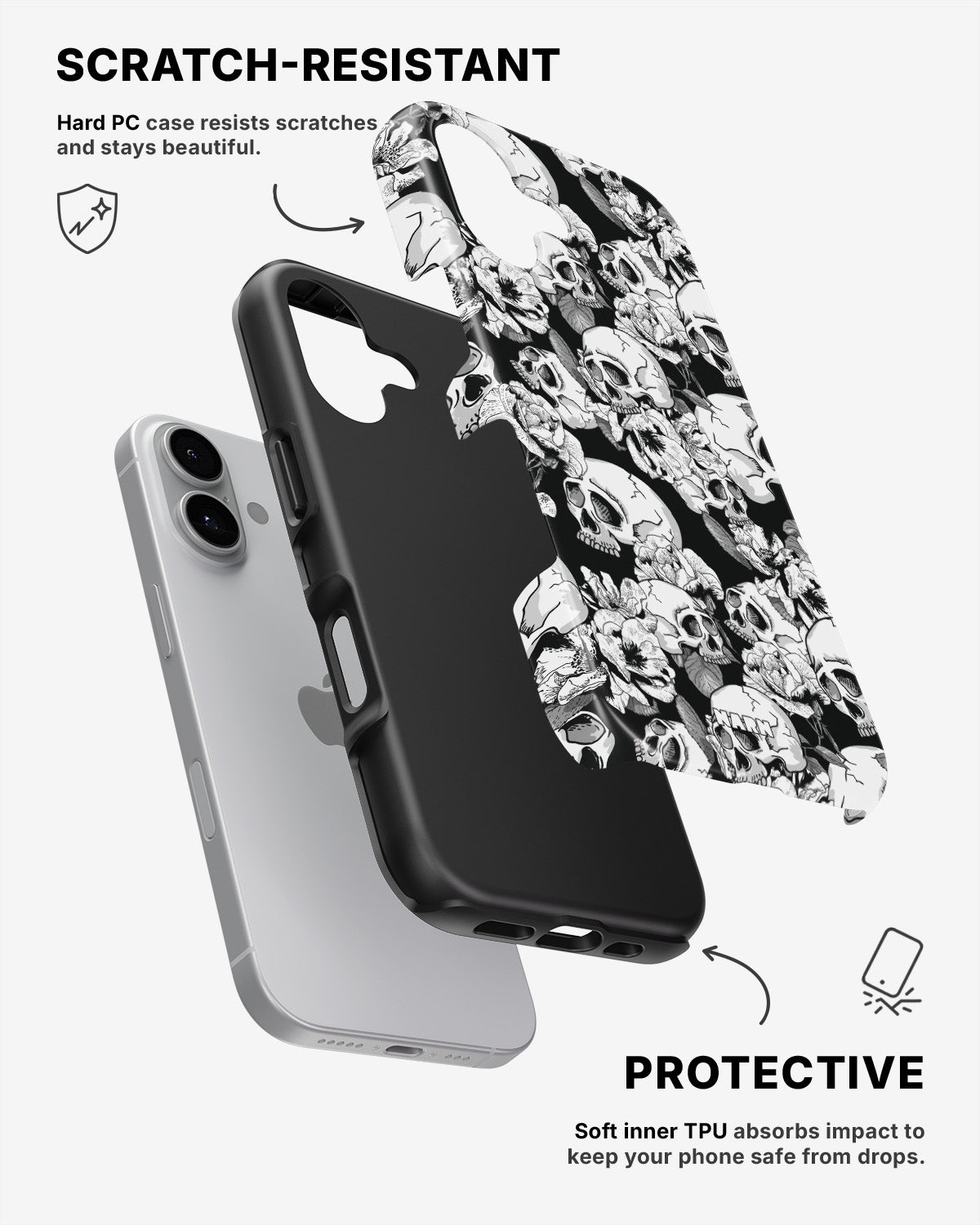 iPhone 16 Plus Tough Case – Skull Garden - View 2