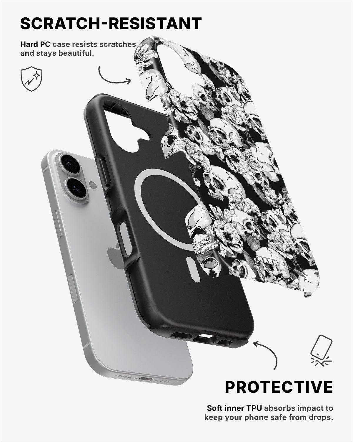 iPhone 16 Plus Tough Case – Skull Garden - View 2
