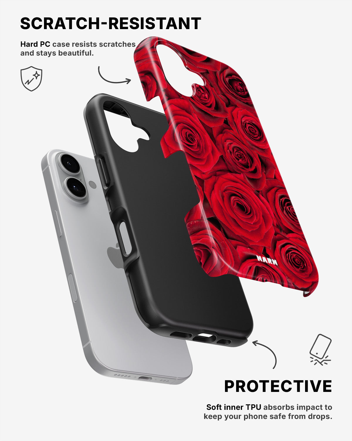 iPhone 16 Plus Tough Case – Red Roses - View 2