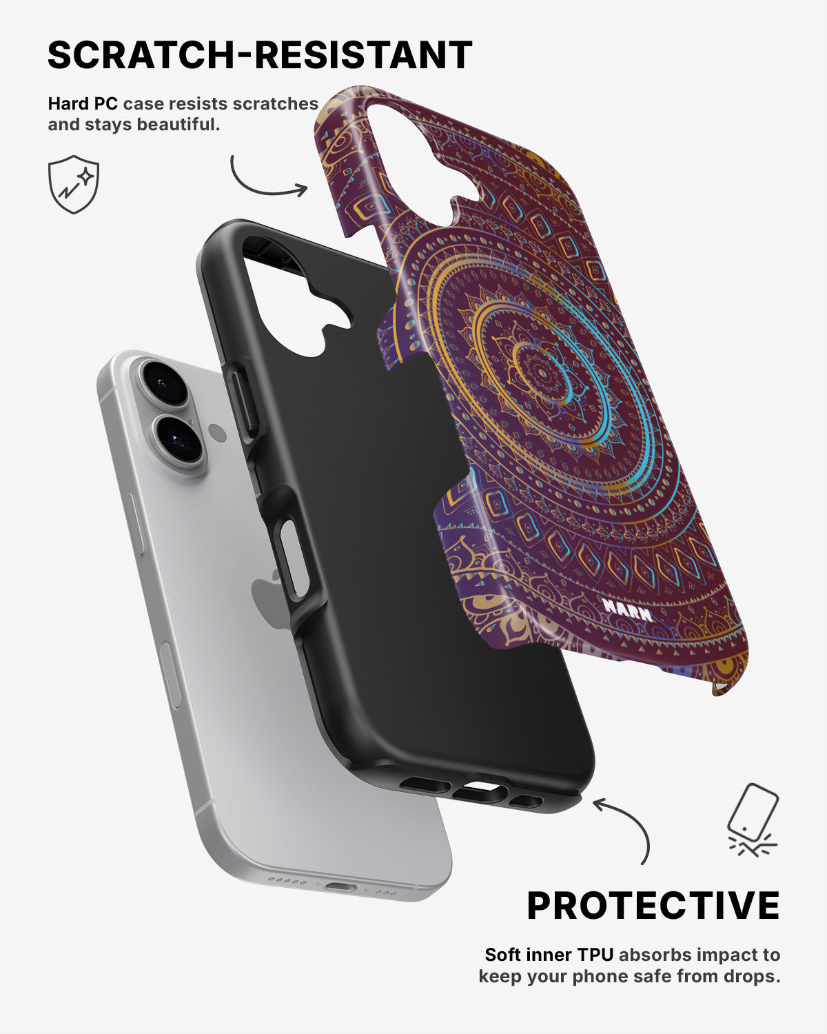 iPhone 16 Plus Tough Case – Royal Mandala - View 2