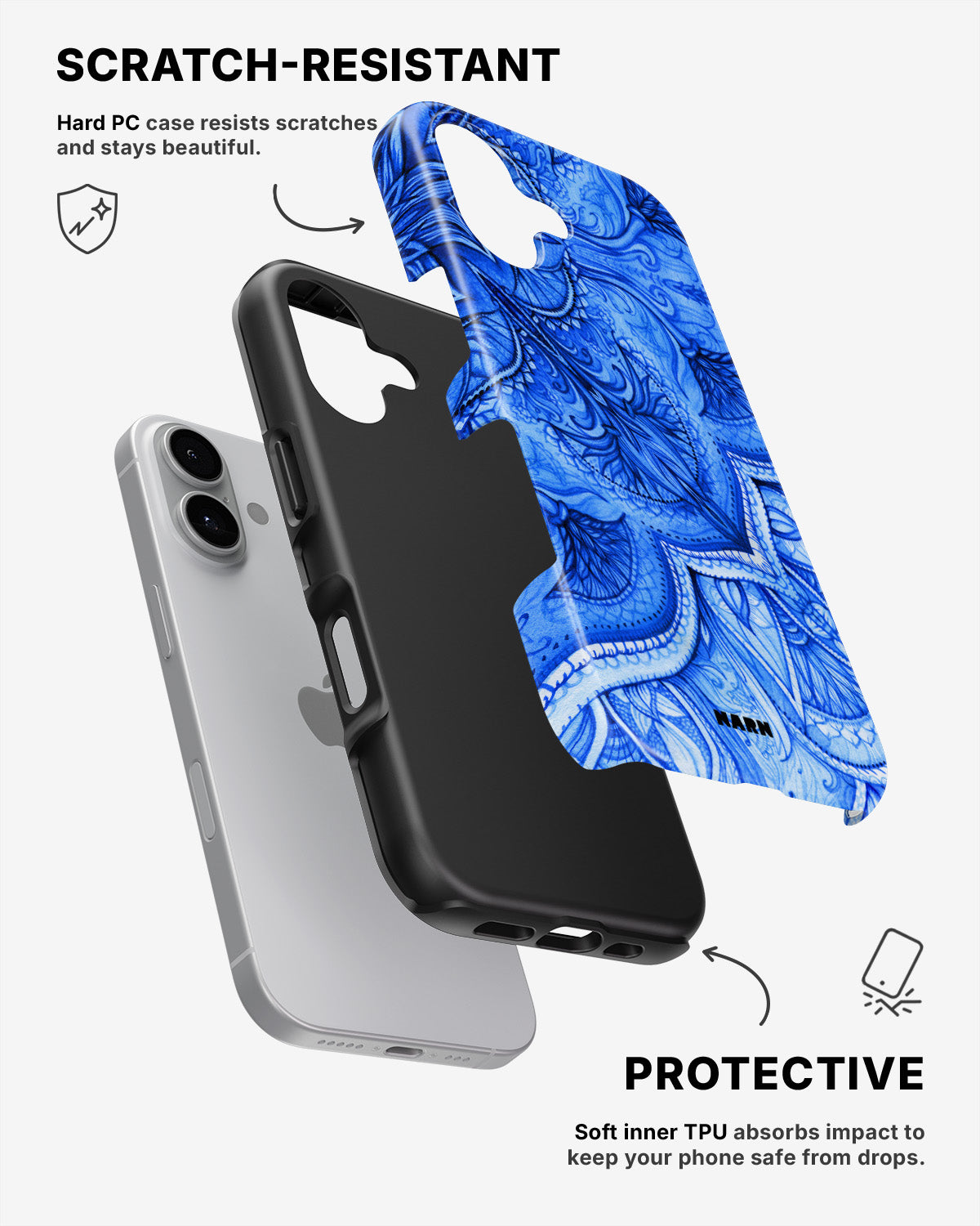 iPhone 16 Plus Tough Case – Blue Vintage - View 2