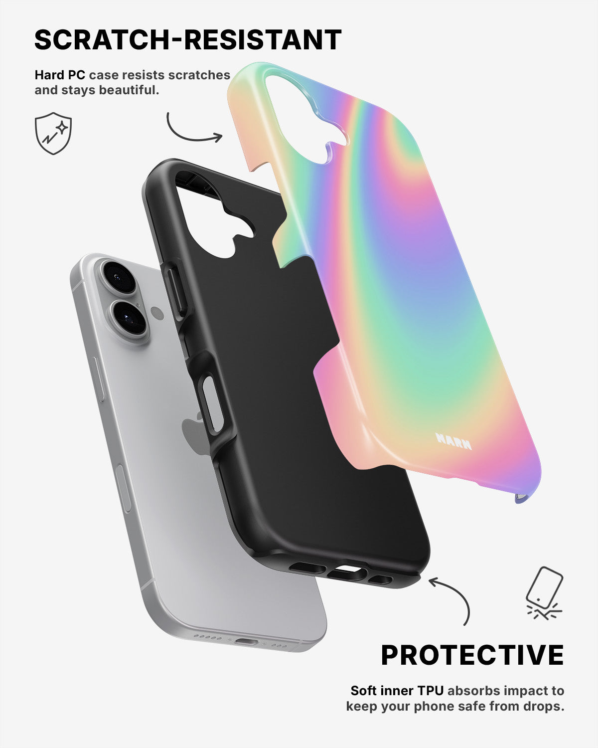 iPhone 16 Plus Tough Case – Rainbow Haze - View 2