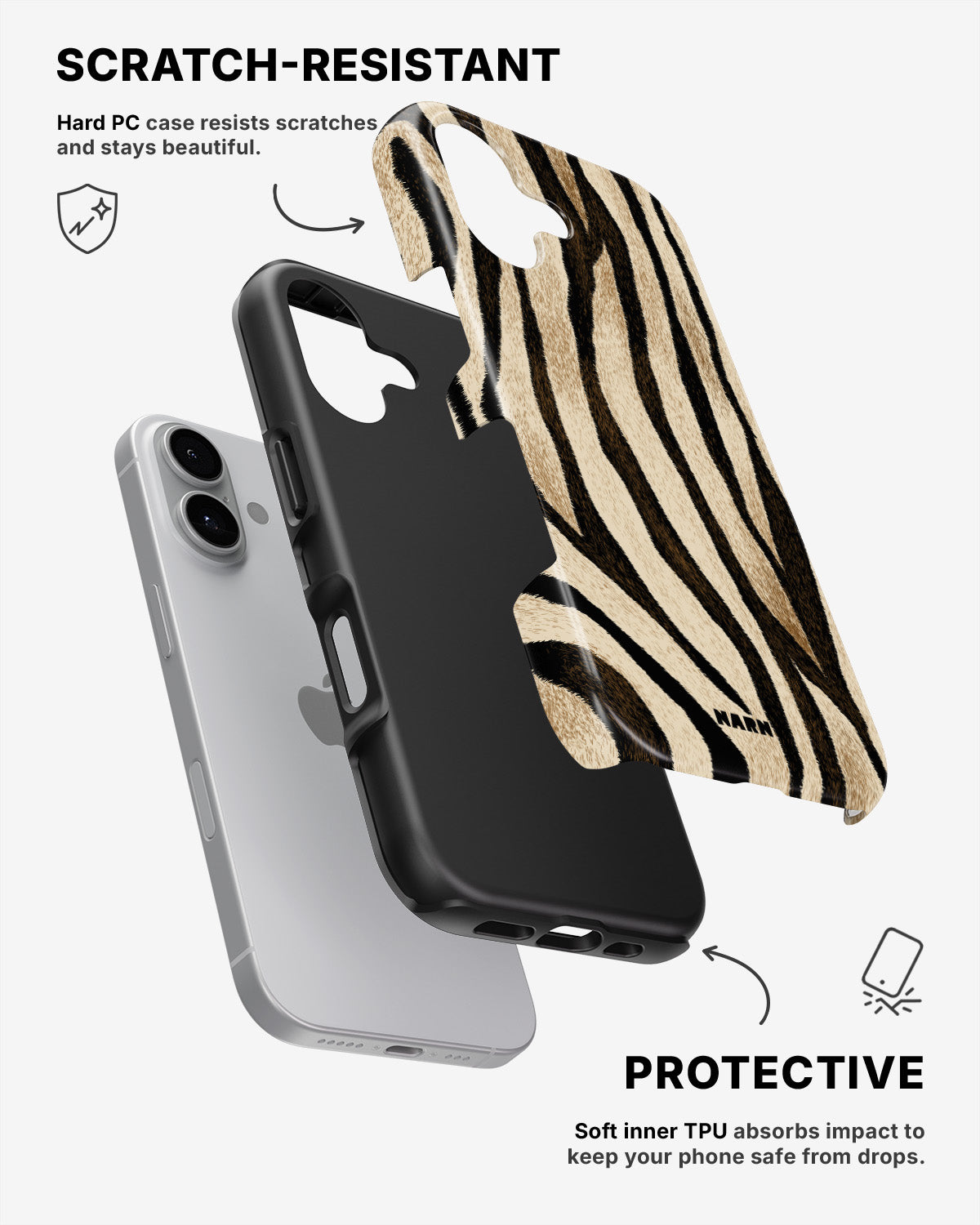 iPhone 16 Plus Tough Case – Wild Zebra - View 2