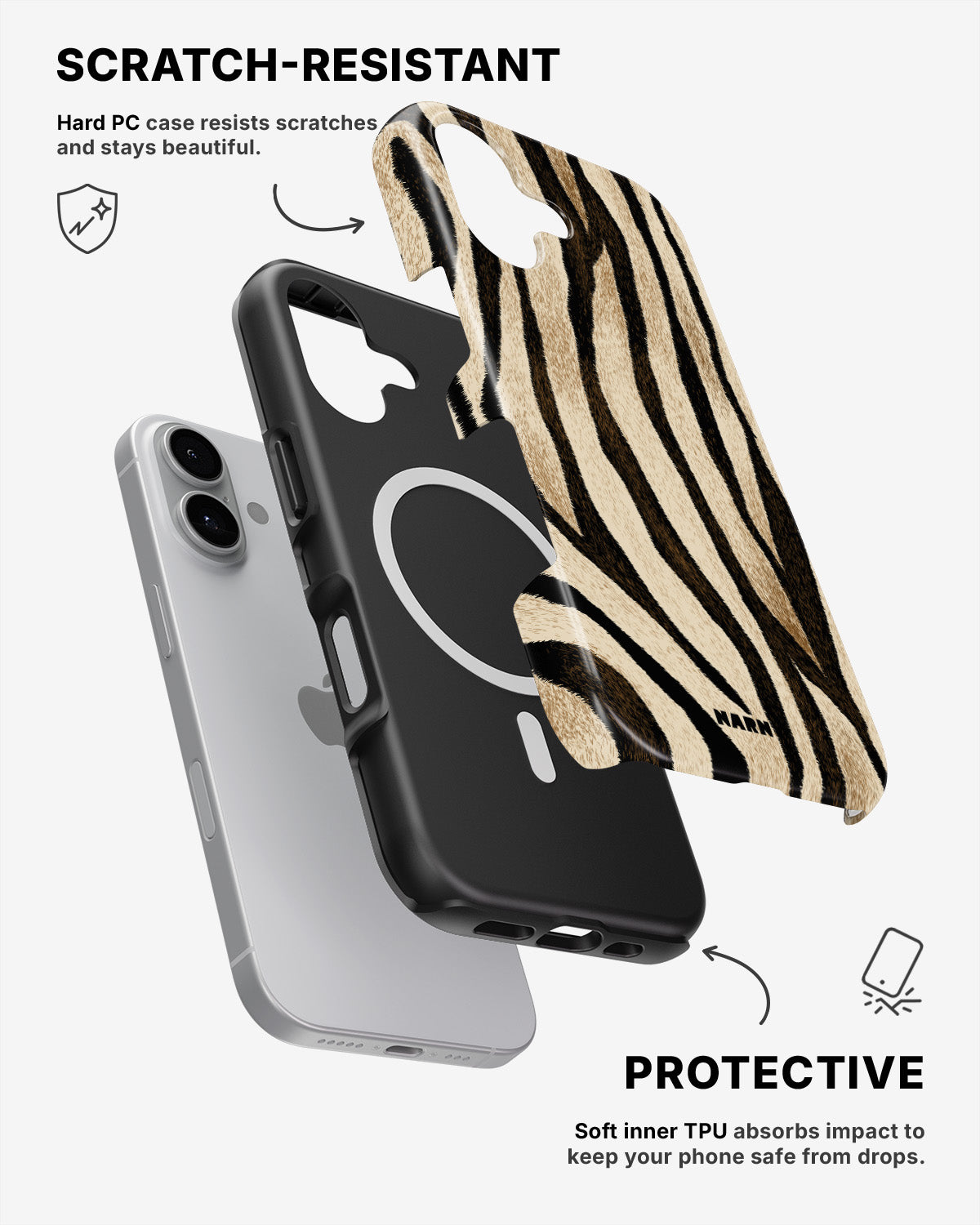 iPhone 16 Plus Tough Case – Wild Zebra - View 2