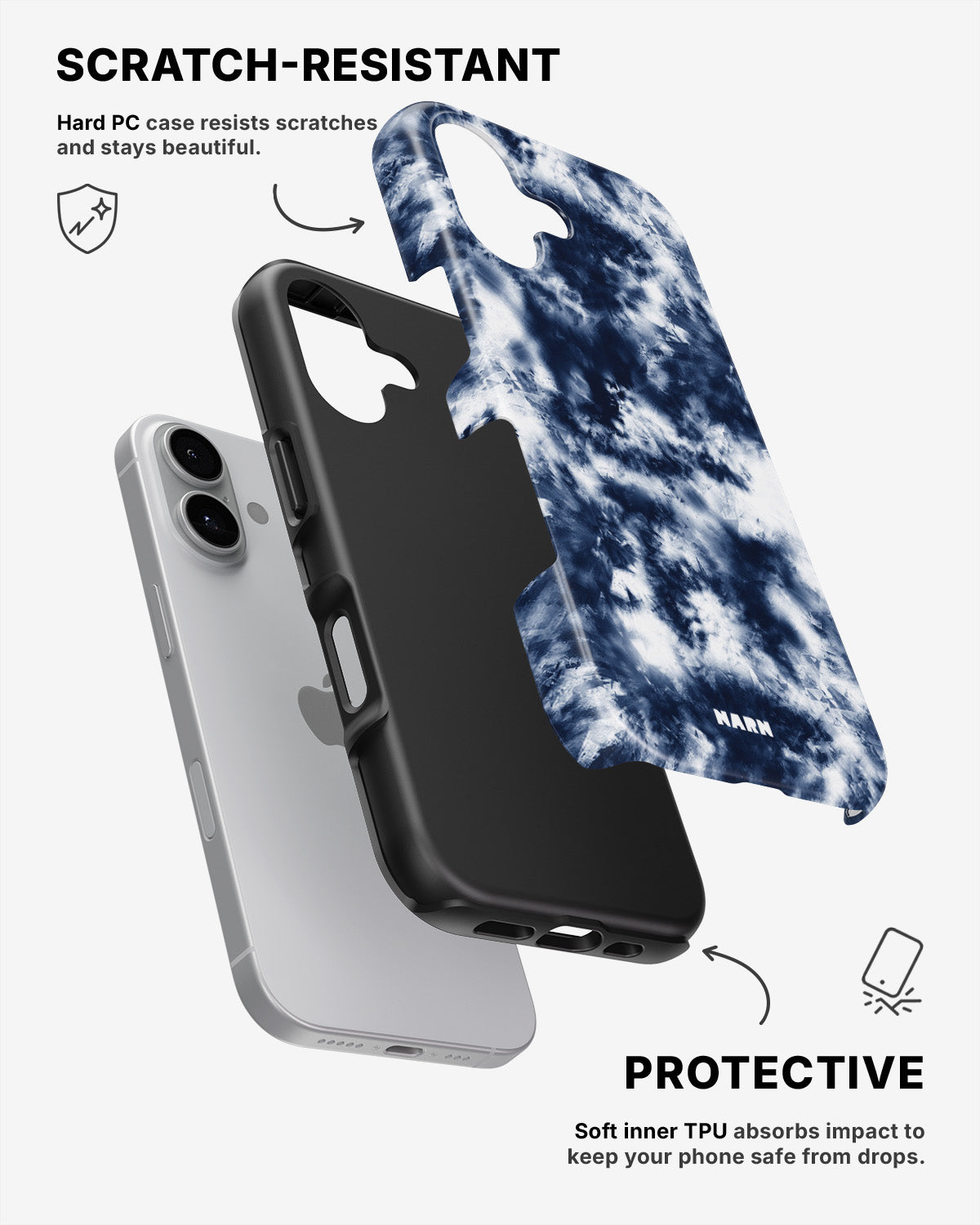 iPhone 16 Plus Tough Case – Tie Dye Blue - View 2