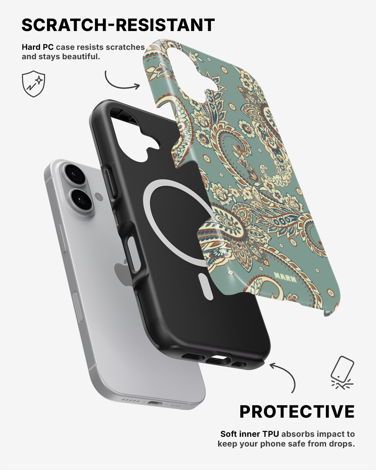 iPhone 16 Plus Tough Case – Paisley Green - View 2