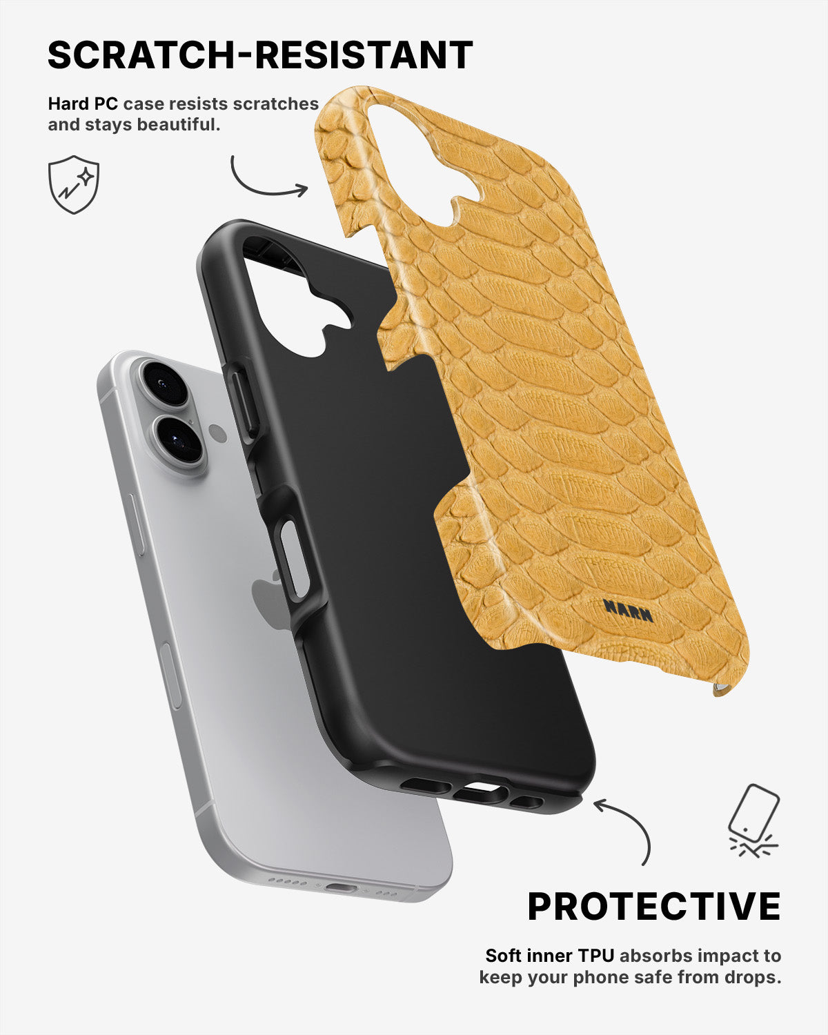 iPhone 16 Plus Tough Case – Yellow Snake - View 2