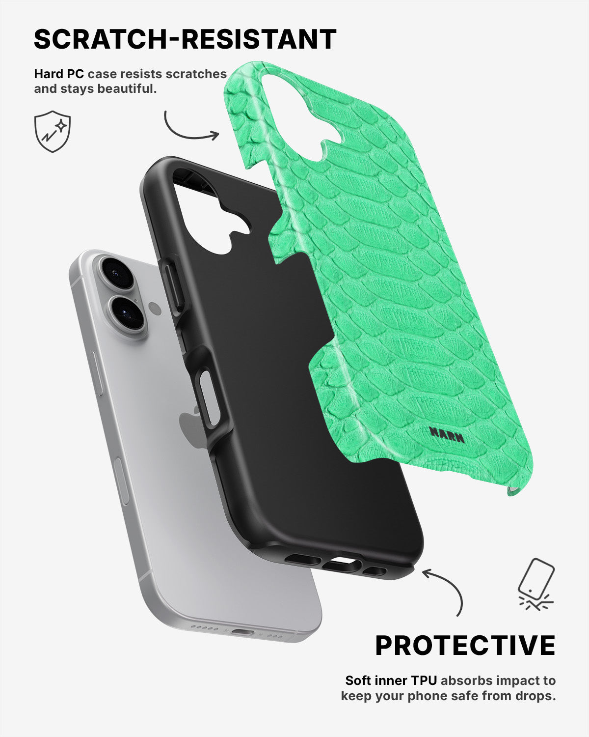 iPhone 16 Plus Tough Case – Turquoise Snake - View 2