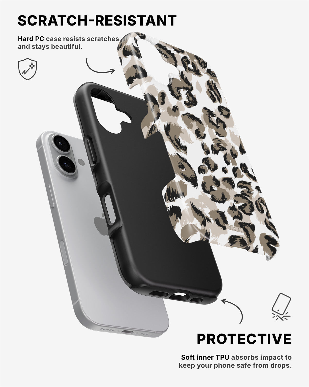 iPhone 16 Plus Tough Case – Snow Leopard - View 2
