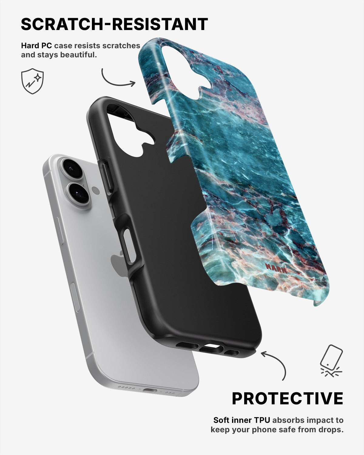 iPhone 16 Plus Tough Case – Icy Marble - View 2