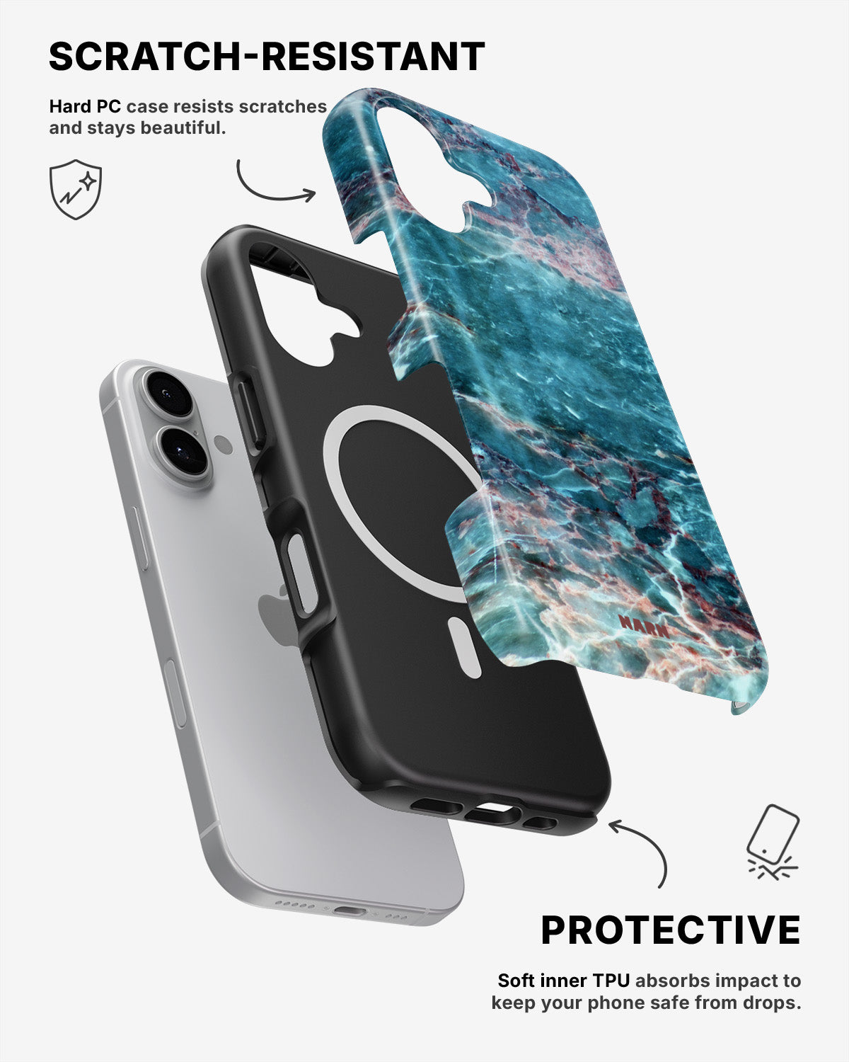 iPhone 16 Plus Tough Case – Icy Marble - View 2