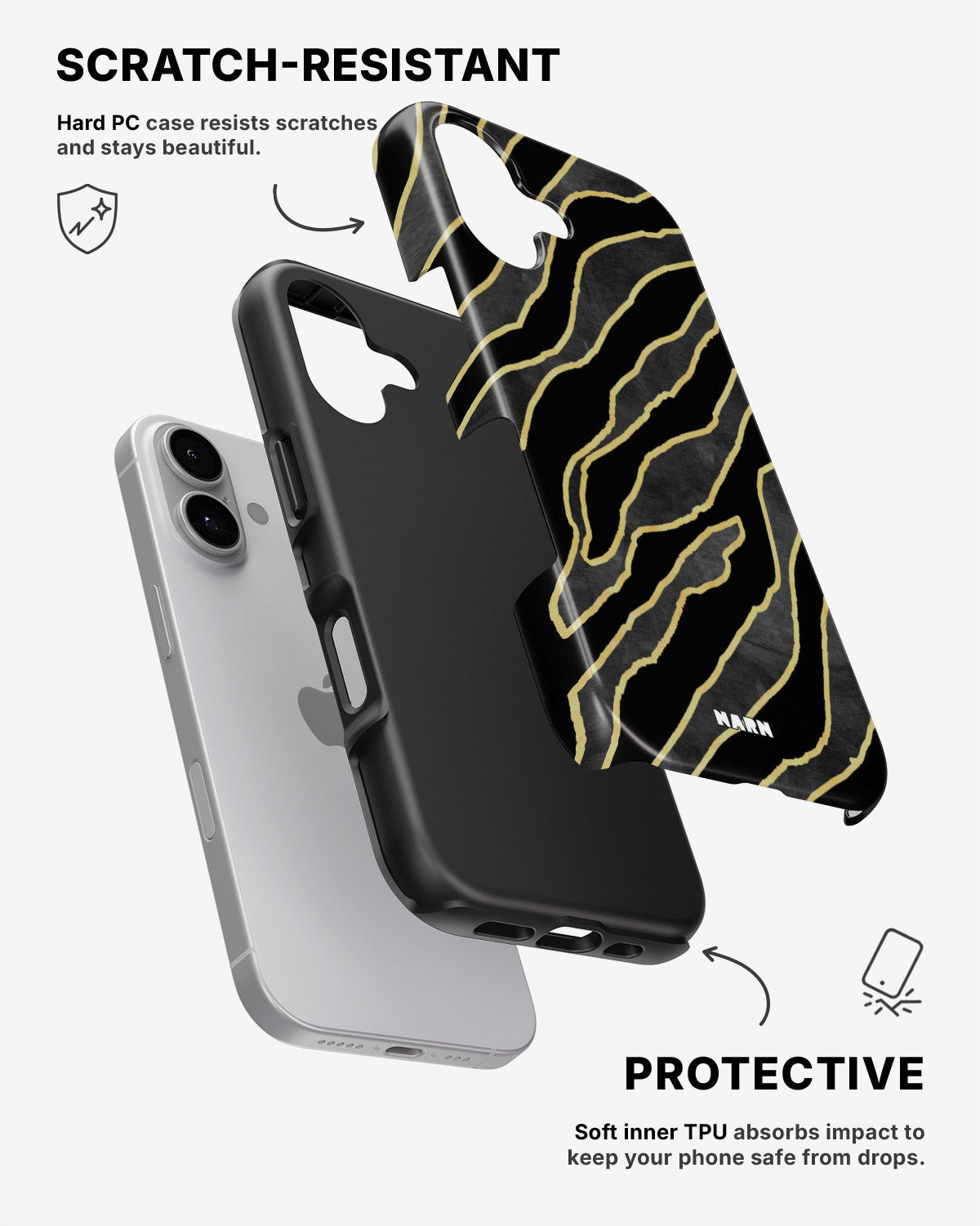 iPhone 16 Plus Tough Case – Golden Zebra - View 2