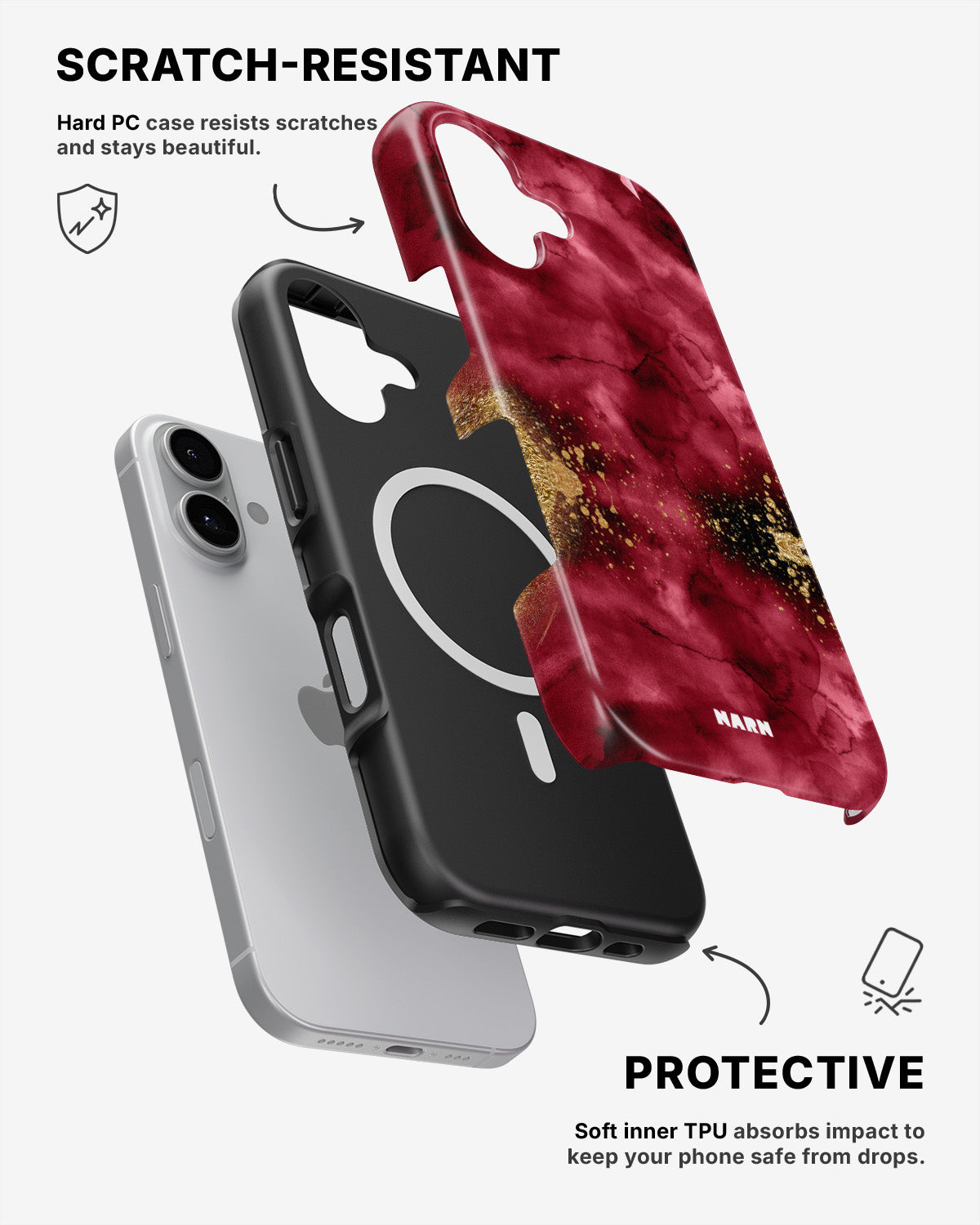 iPhone 16 Plus Tough Case – Burgendy Shimmer - View 2