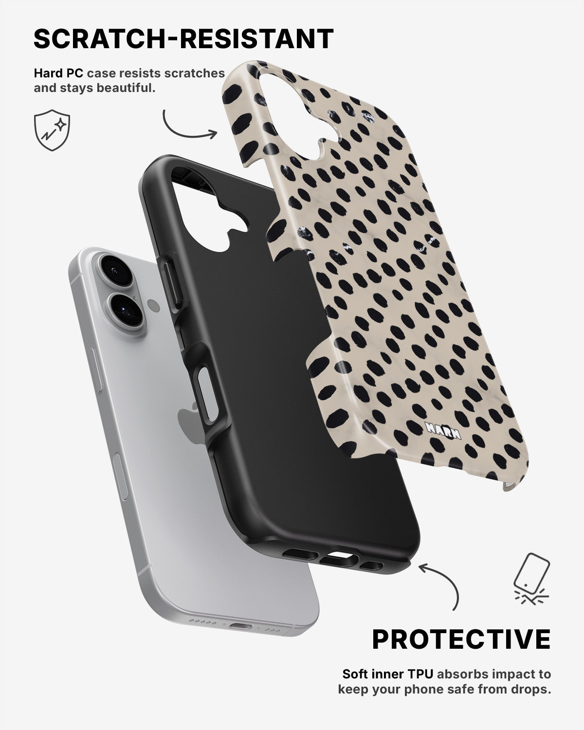 iPhone 16 Plus Tough Case – Marble Dots - View 2