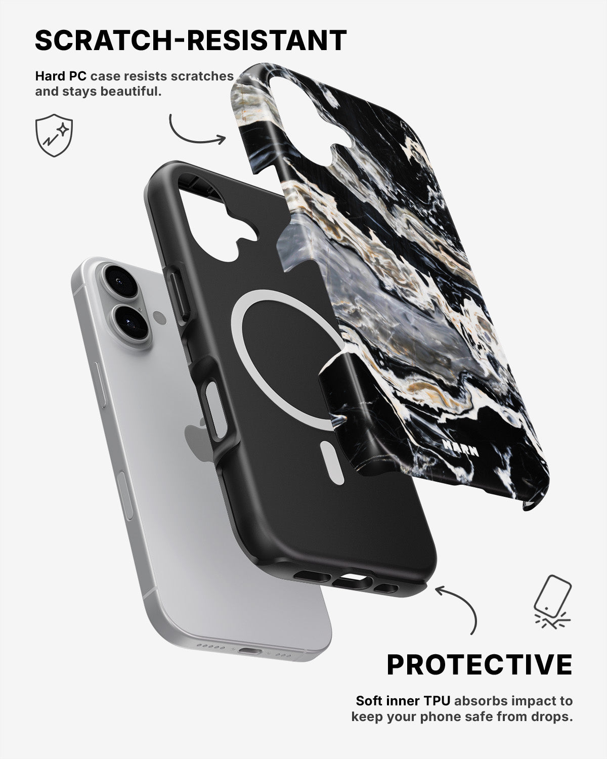 iPhone 16 Plus Tough Case – Dark Swirl - View 2