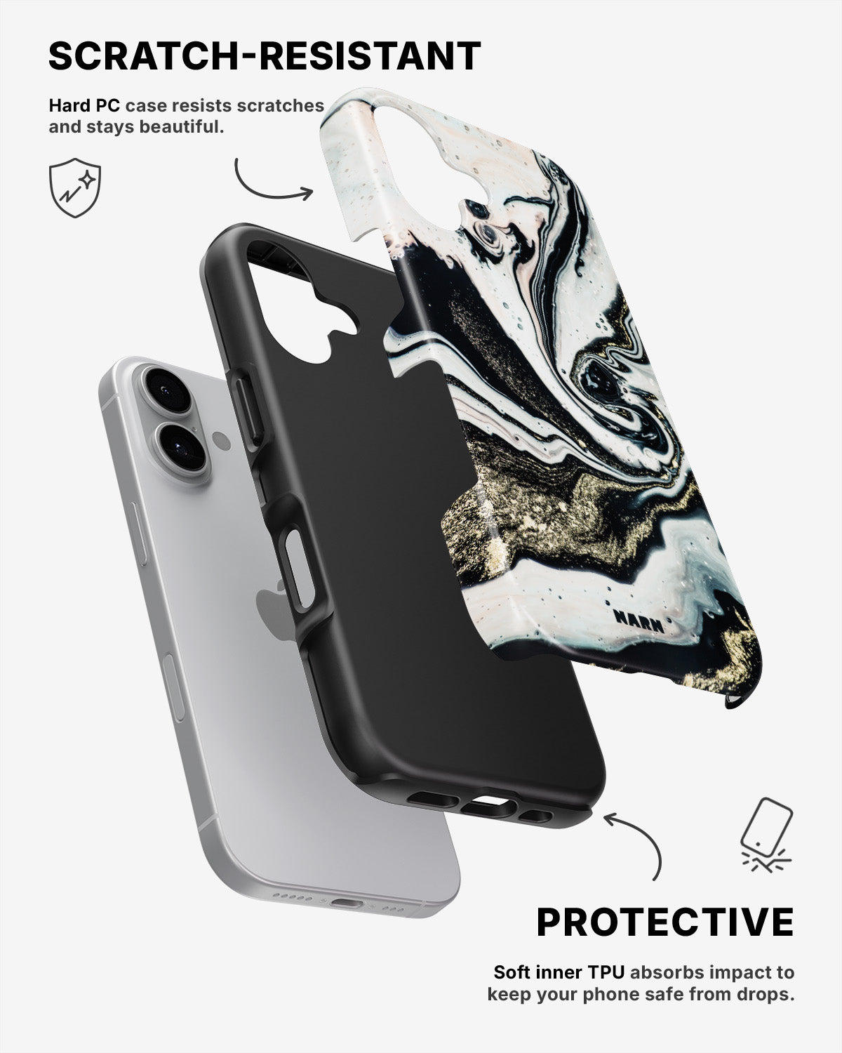 iPhone 16 Plus Tough Case – Golden Swirl - View 2